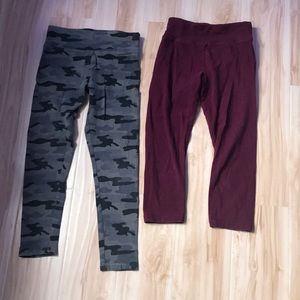 2 PAIRS JUSTICE LEGGINGS/CAPRIS, CAMO,RED SIZE 10